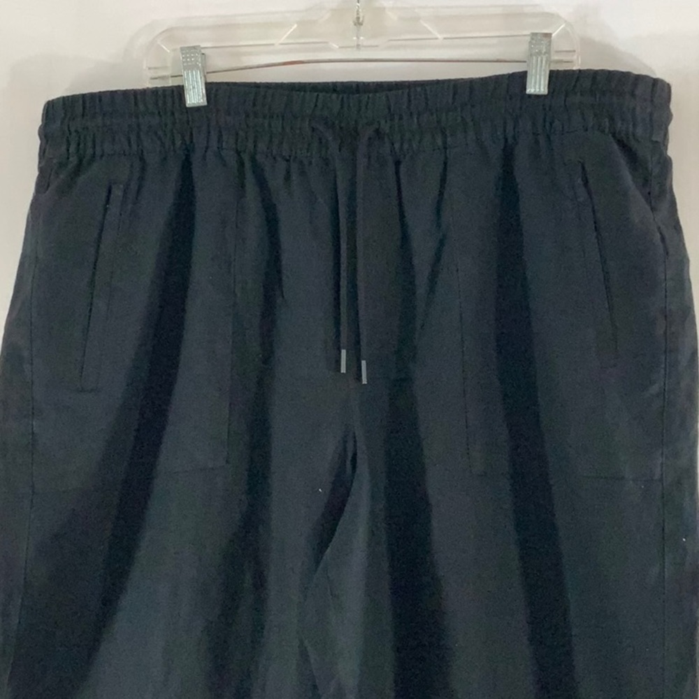 603 Athleta Retreat Linen Wide Leg Black Capri Pants with Pockets - Picture 7 of 16